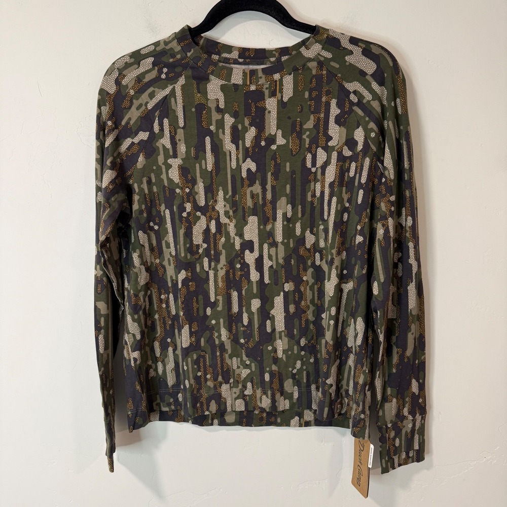 Duck Camp Womens Bamboo Crew Medium Woodland Camo NWT UPF30 Hunting Outdoor